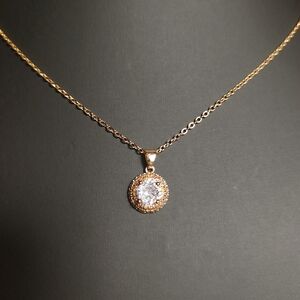 Gold Necklace with Crystal Pendant